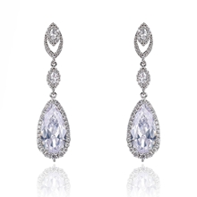 Show details for Delicate Big Platinum Plated Dangle Earrings