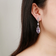 Picture of Delicate Big Platinum Plated Dangle Earrings