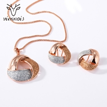 Show details for Pretty Small Rose Gold Plated Necklace and Earring Set