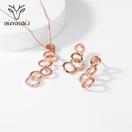 Picture of Popular Artificial Crystal Rose Gold Plated Necklace and Earring Set for Girlfriend