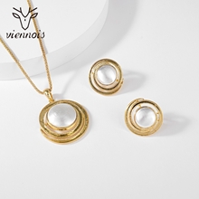 Show details for New Casual Gold Plated Necklace and Earring Set