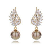 Show details for Great Cubic Zirconia Gold Plated Dangle Earrings
