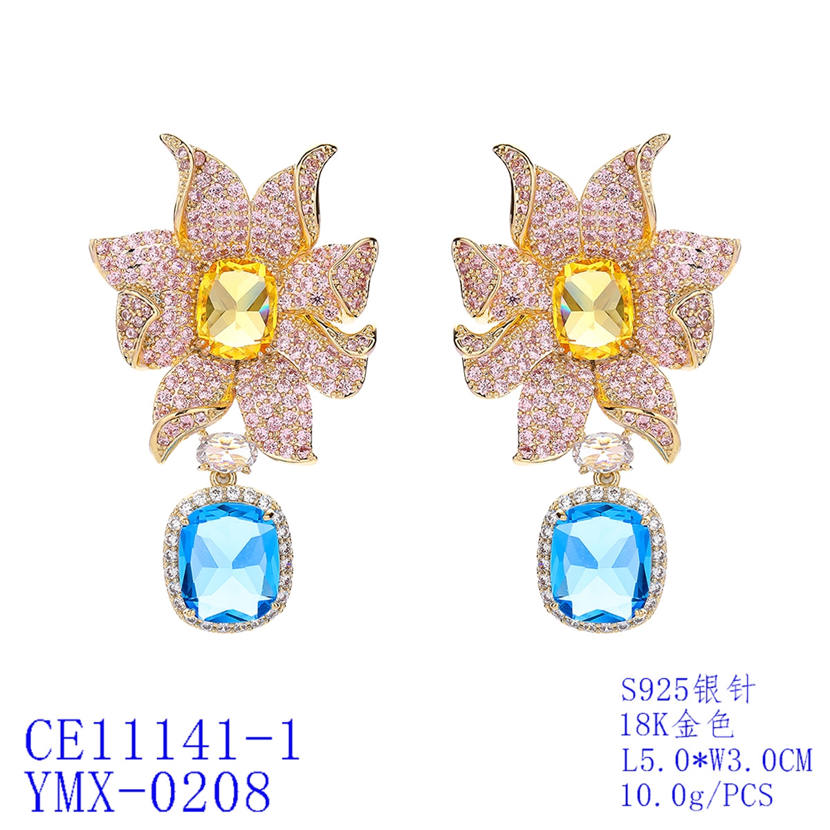 Hypoallergenic Gold Plated Cubic Zirconia Dangle Earrings with Easy Return