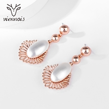 Show details for Unique Big Rose Gold Plated Dangle Earrings