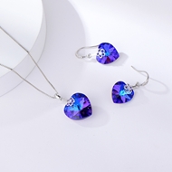 Show details for Swarovski sparkling colorful heart-shaped necklace and earring set