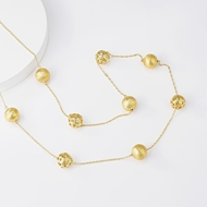 Show details for New round hollow light gold plating long chain