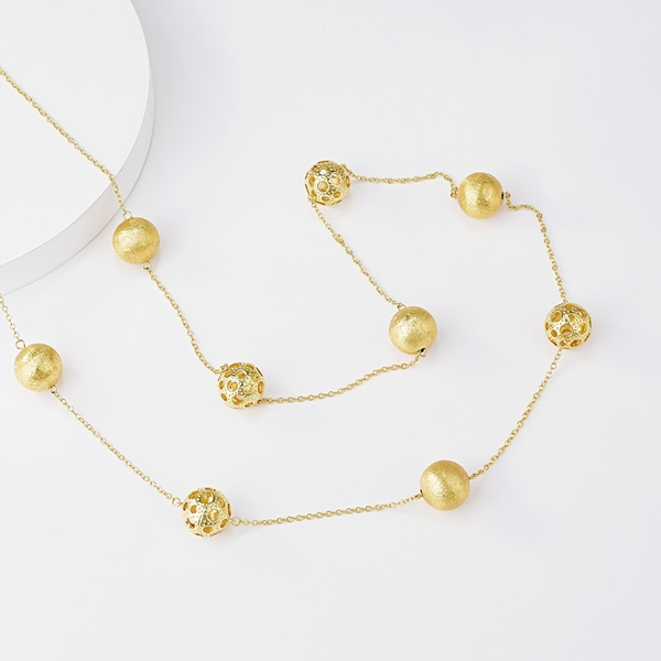 Picture of New round hollow light gold plating long chain