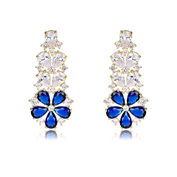 Picture of Nickel Free Gold Plated Cubic Zirconia Dangle Earrings with Easy Return