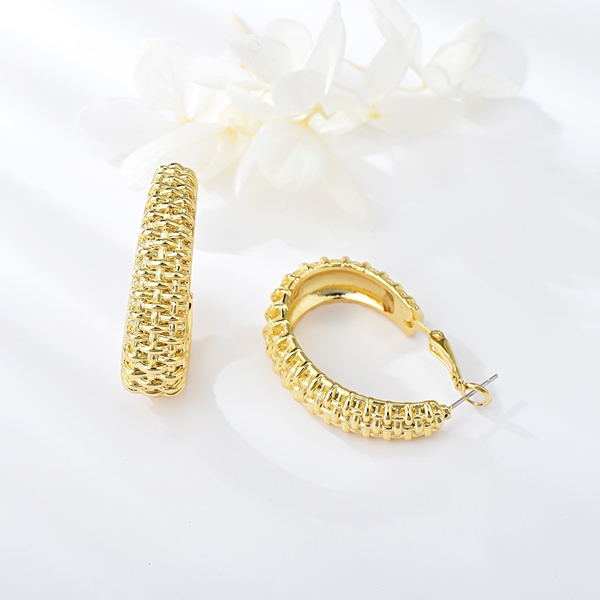 Picture of Filigree Medium Gold Plated Small Hoop Earrings