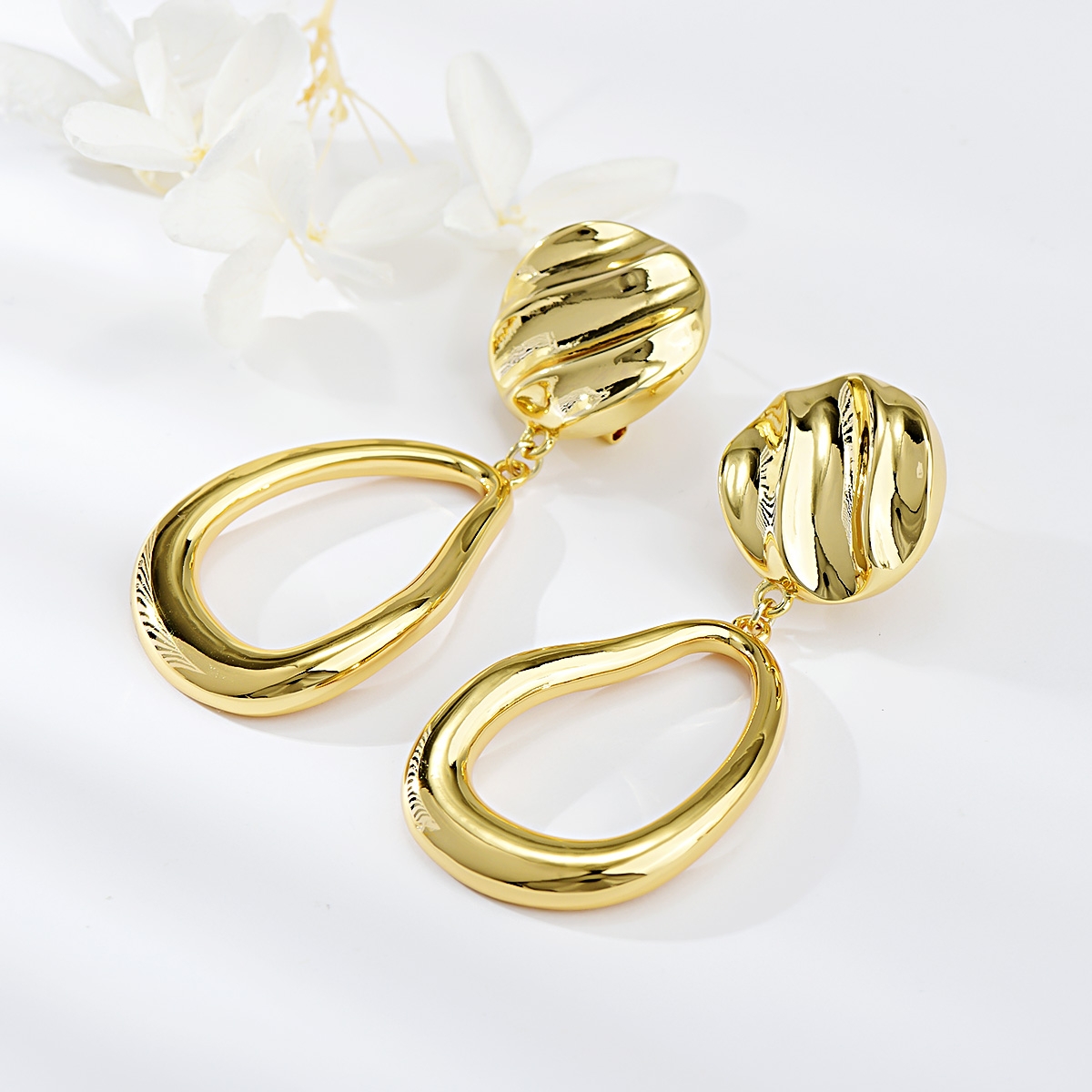 Hypoallergenic Gold Plated Big Dangle Earrings Online Shopping