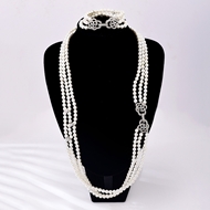 Picture of Big Artificial Pearl 2 Piece Jewelry Set with Beautiful Craftmanship