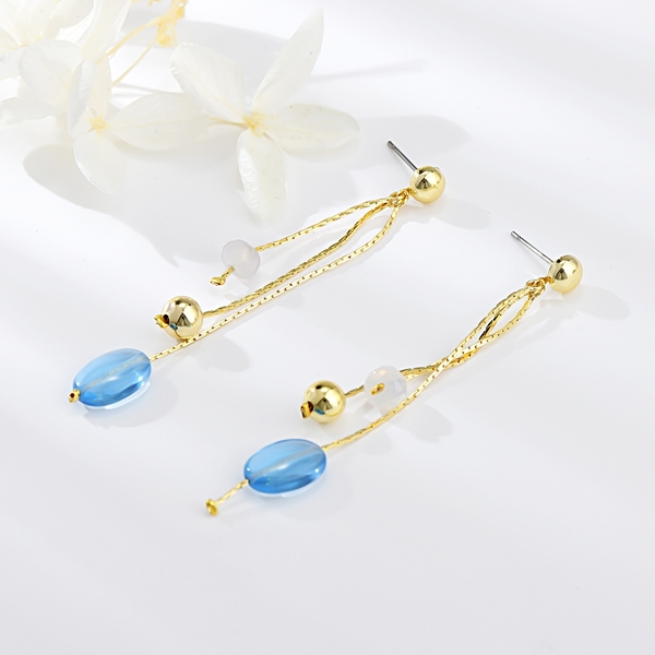 Picture of Featured Blue Gold Plated Dangle Earrings with Full Guarantee