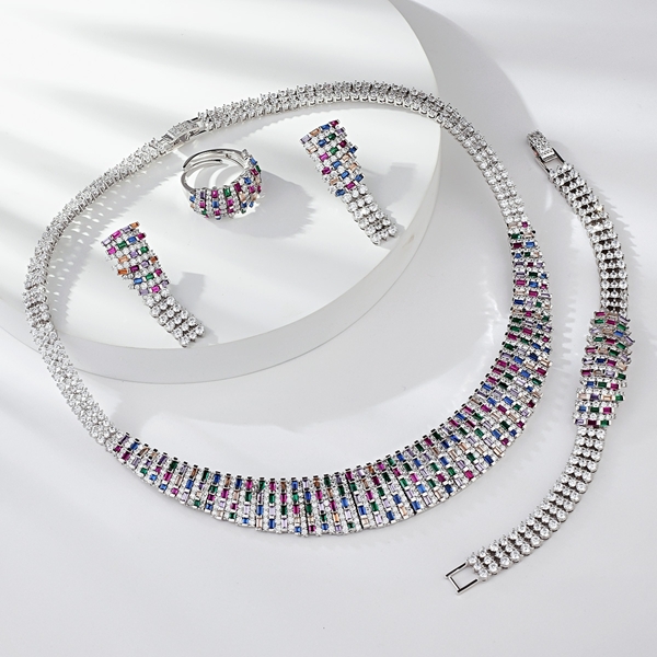 Picture of Need-Now Colorful Cubic Zirconia 4 Piece Jewelry Set from Editor Picks