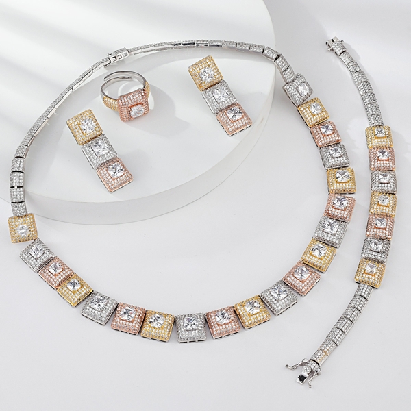 Picture of Nickel Free Multi-tone Plated Luxury 4 Piece Jewelry Set with No-Risk Refund