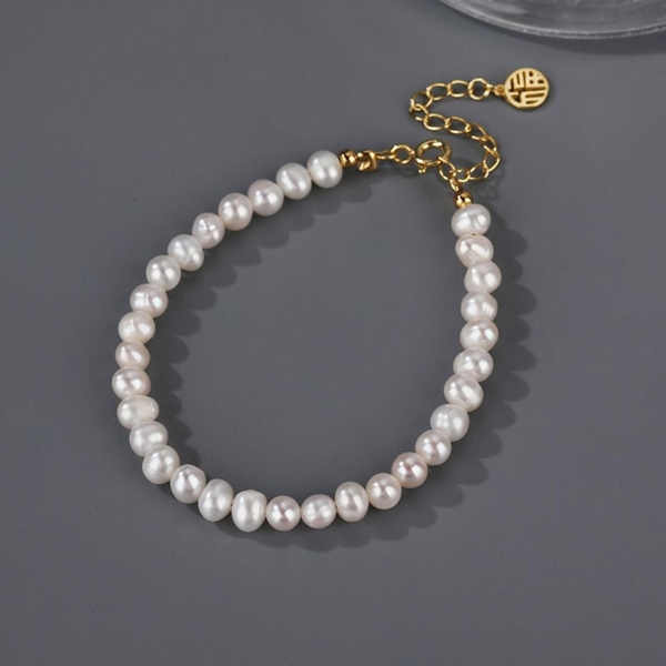 Picture of Popular Artificial Pearl 925 Sterling Silver Fashion Bracelet
