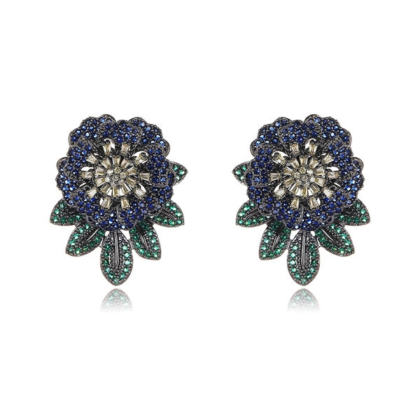 Picture of Charming Blue Gunmetal Plated Stud Earrings As a Gift