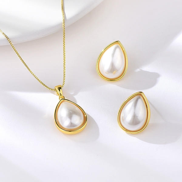 Picture of Affordable Gold Plated Artificial Pearl 2 Piece Jewelry Set Direct from Factory