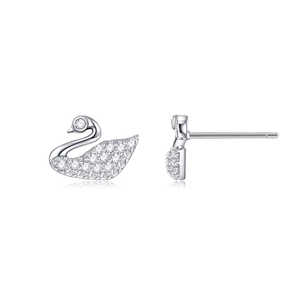 Picture of Nice Cubic Zirconia Platinum Plated Stud Earrings