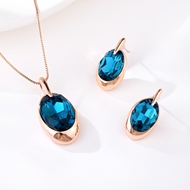Picture of Great Artificial Crystal Blue 2 Piece Jewelry Set