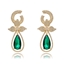 Show details for Nickel Free Gold Plated Green Dangle Earrings with Easy Return
