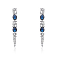 Picture of Featured Blue Platinum Plated Dangle Earrings with Full Guarantee