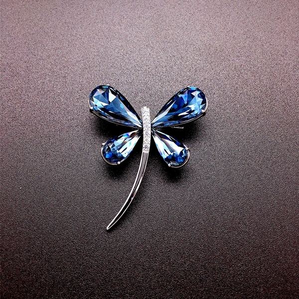 Picture of Wholesale Platinum Plated Blue Brooche at Factory Price
