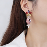 Picture of Trendy Purple Gold Plated Dangle Earrings with No-Risk Refund