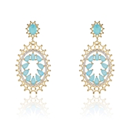 Picture of Impressive Blue Copper or Brass Dangle Earrings with Low MOQ