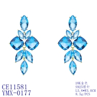 Picture of Best Cubic Zirconia Blue Dangle Earrings