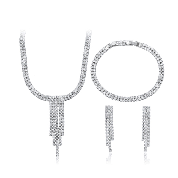 Picture of New Cubic Zirconia White 3 Piece Jewelry Set