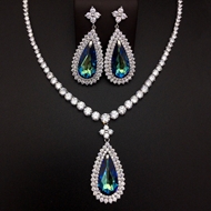 Show details for Platinum Plated Blue 2 Piece Jewelry Set at Great Low Price