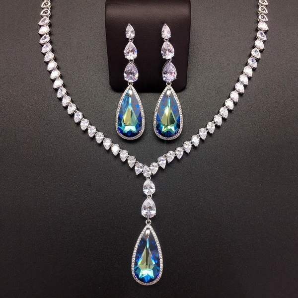 Picture of Hot Selling Blue Platinum Plated 2 Piece Jewelry Set from Top Designer