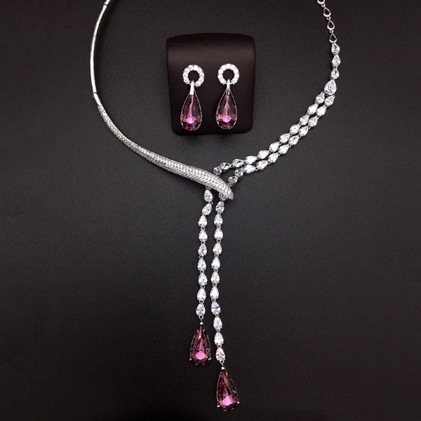 Picture of Fast Selling Purple Platinum Plated 2 Piece Jewelry Set from Editor Picks