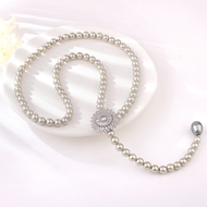 Show details for Beautiful Artificial Pearl Platinum Plated Y Necklace