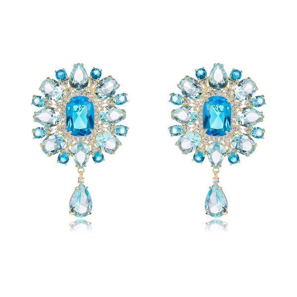 Picture of Trendy Blue Big Dangle Earrings with No-Risk Refund