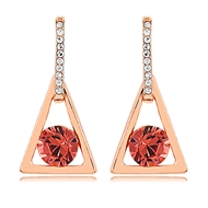 Picture of Nickel Free Rose Gold Plated Artificial Crystal Dangle Earrings with No-Risk Refund