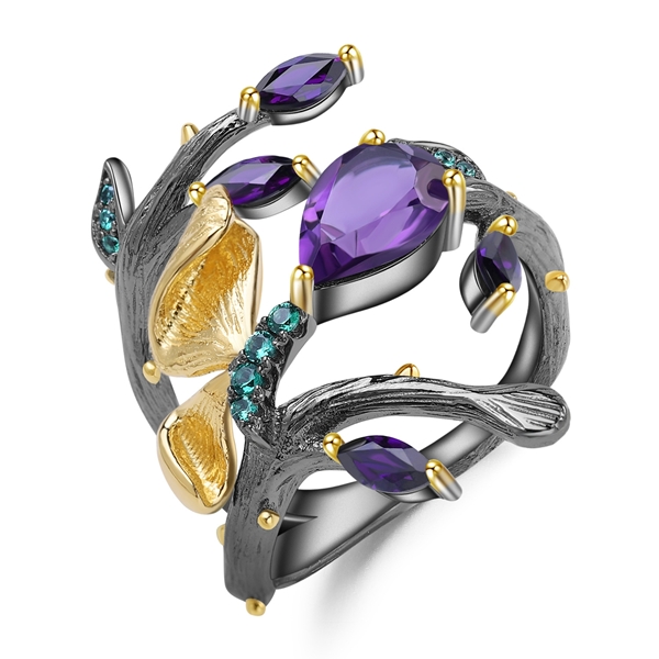 Picture of Funky Big Nature Amethyst Fashion Ring