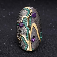 Picture of Multi-tone Plated Purple Fashion Ring from Certified Factory