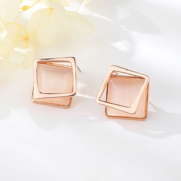 Picture of Famous Opal Rose Gold Plated Stud Earrings