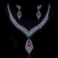 Show details for Good Quality Cubic Zirconia Platinum Plated 2 Piece Jewelry Set
