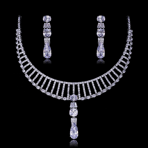Picture of Need-Now White Platinum Plated 2 Piece Jewelry Set from Editor Picks