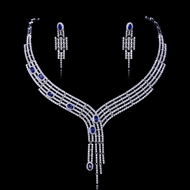 Show details for Wholesale Platinum Plated Blue 2 Piece Jewelry Set with No-Risk Return