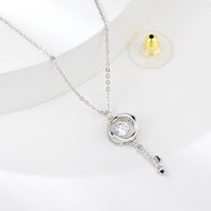 Show details for 925 Sterling Silver Platinum Plated Pendant Necklace with Full Guarantee