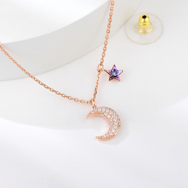 Picture of Trendy Purple Swarovski Element Pendant Necklace with No-Risk Refund