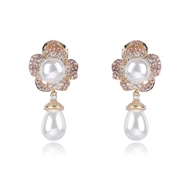 Picture of Wholesale Gold Plated White Dangle Earrings with No-Risk Return
