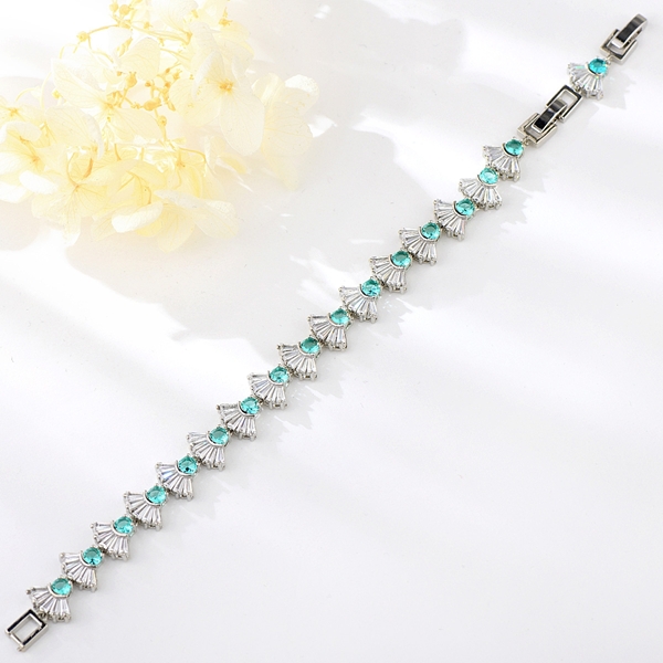 Picture of Nickel Free Blue Platinum Plated Fashion Bracelet with Easy Return