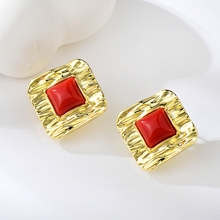 Show details for Dubai Red Big Stud Earrings Online Only