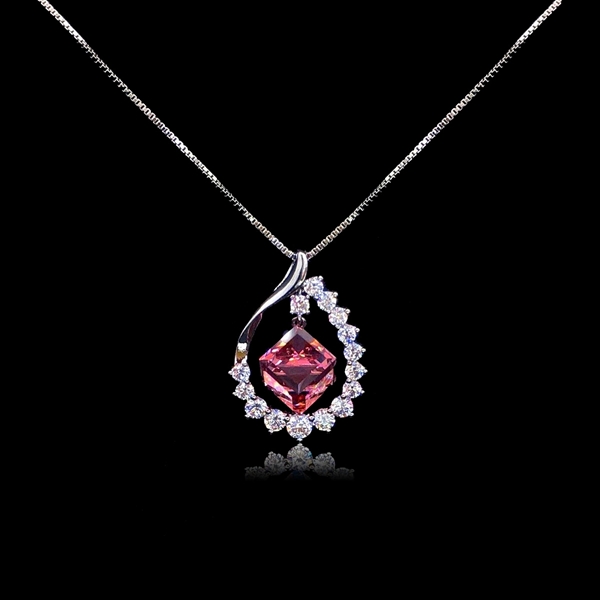 Picture of Staple Swarovski Element Pink Pendant Necklace