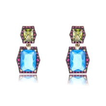 Show details for Buy Gold Plated Blue Dangle Earrings with Wow Elements