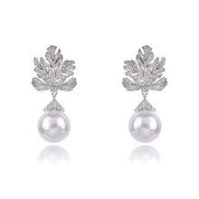 Show details for Inexpensive Platinum Plated White Dangle Earrings for Girlfriend